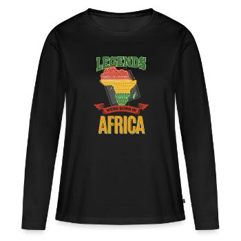 Les légendes sont nées en Afrique - T-shirt manches longues Premium bio Femme - noir - Devant - Julia (174cm)