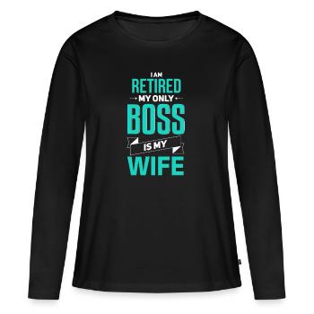Drôles de retraités retraités disant design - T-shirt manches longues Premium bio Femme - noir - Devant - Julia (174cm)
