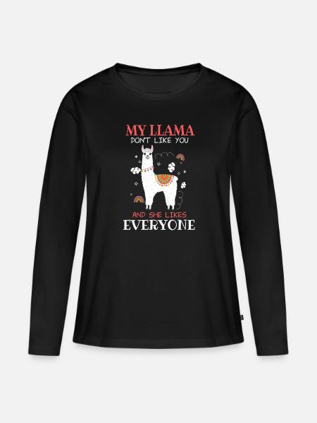 Drôle de llama Alpaga Dicton Design - T-shirt manches longues Premium bio Femme - noir