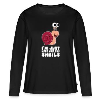 Je ne suis là que pour les escargots - T-shirt manches longues Premium bio Femme - noir - Devant - Julia (174cm)