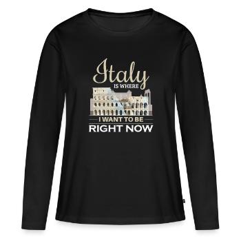 Cool Italie Colisée Italien - T-shirt manches longues Premium bio Femme - noir - Devant - Julia (174cm)