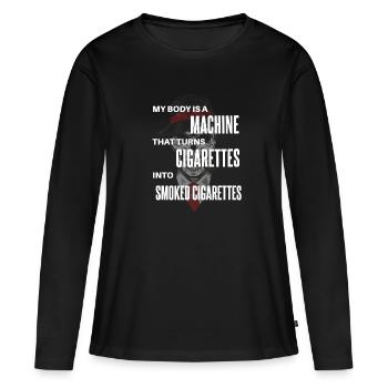 Drôle de fumeur de cigarette disant motif - T-shirt manches longues Premium bio Femme - noir - Devant - Julia (174cm)