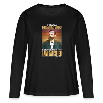 Drôle Alfred Nobel Citation Design - T-shirt manches longues Premium bio Femme - noir - Devant - Julia (174cm)