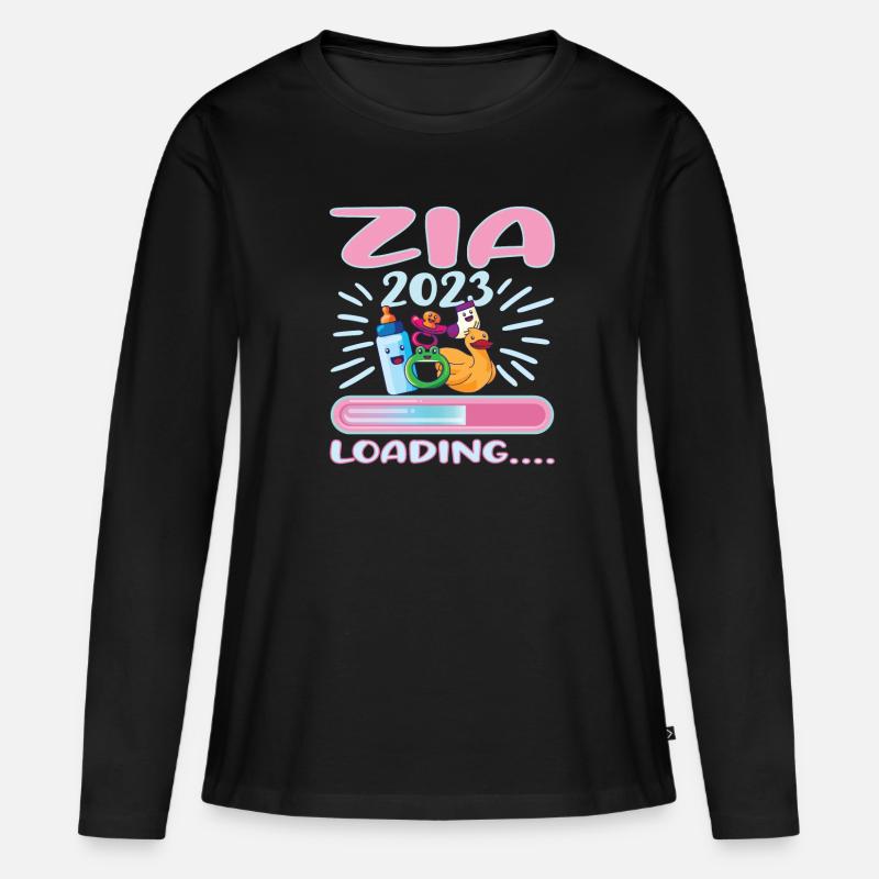 Zia 2023 Caricamento Zia - Maglia a maniche lunghe ecologica premium da donna - nero