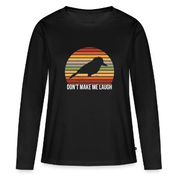 Drôle d’illustration d’oiseau Kookaburra - T-shirt manches longues Premium bio Femme - noir - Devant - Julia (174cm)