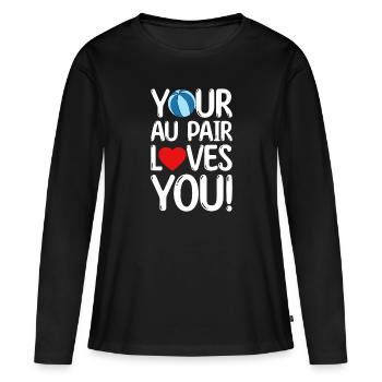 Au Pair Fille Maternelle Nounou - T-shirt manches longues Premium bio Femme - noir - Devant - Julia (174cm)