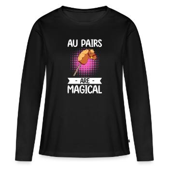 Au Pair Fille Maternelle Nounou - T-shirt manches longues Premium bio Femme - noir - Devant - Julia (174cm)