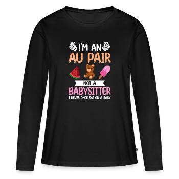 Au Pair Fille Maternelle Nounou - T-shirt manches longues Premium bio Femme - noir - Devant - Julia (174cm)