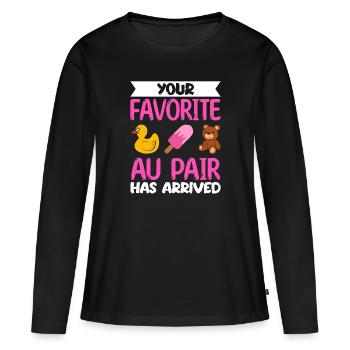 Au Pair Fille Maternelle Nounou - T-shirt manches longues Premium bio Femme - noir - Devant - Julia (174cm)