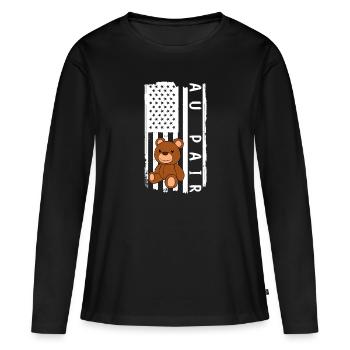 Au Pair Fille Maternelle Nounou - T-shirt manches longues Premium bio Femme - noir - Devant - Julia (174cm)