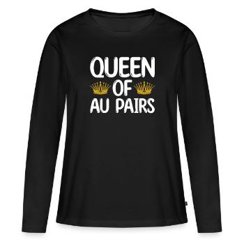 Au Pair Fille Maternelle Nounou - T-shirt manches longues Premium bio Femme - noir - Devant - Julia (174cm)