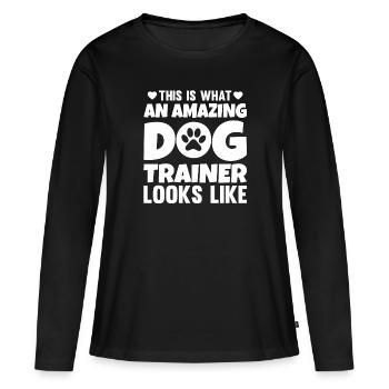 Dresseur canin école canine sports canins - T-shirt manches longues Premium bio Femme - noir - Devant - Julia (174cm)