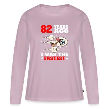 Lustiger Geburtstagsspruch 82 Jahre Alt - Frauen Premium Bio Langarmshirt - Altrosa - Vorne - Julia (174cm)