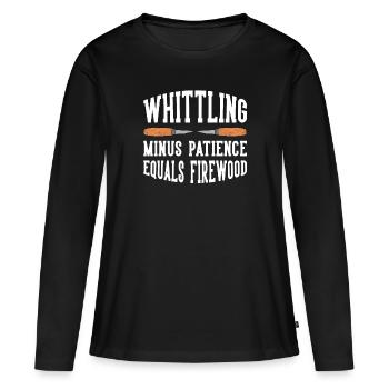 Sculpture sur bois brillant sur bois - T-shirt manches longues Premium bio Femme - noir - Devant - Julia (174cm)