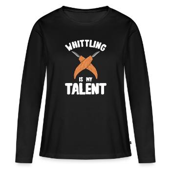 Sculpture sur bois brillant sur bois - T-shirt manches longues Premium bio Femme - noir - Devant - Julia (174cm)