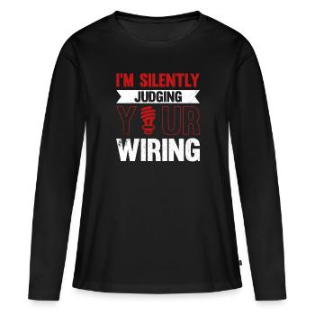Électricien Dire Compagnon Électricien - T-shirt manches longues Premium bio Femme - noir - Devant - Julia (174cm)