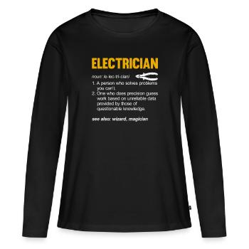 Électricien Dire Compagnon Électricien - T-shirt manches longues Premium bio Femme - noir - Devant - Julia (174cm)