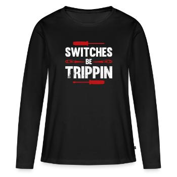 Électricien Dire Compagnon Électricien - T-shirt manches longues Premium bio Femme - noir - Devant - Julia (174cm)