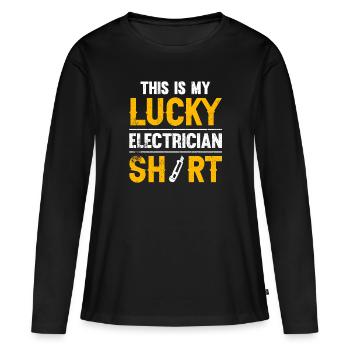 Électricien Dire Compagnon Électricien - T-shirt manches longues Premium bio Femme - noir - Devant - Julia (174cm)