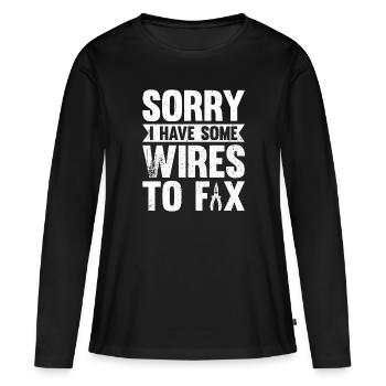 Électricien Dire Compagnon Électricien - T-shirt manches longues Premium bio Femme - noir - Devant - Julia (174cm)