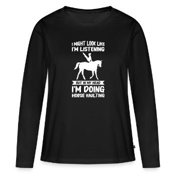 Voltige, Equitation, Dressage - T-shirt manches longues Premium bio Femme - noir - Devant - Julia (174cm)