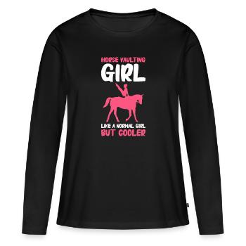 Voltigieren Reiten Dressurreiten - Frauen Premium Bio Langarmshirt - Schwarz - Vorne - Julia (174cm)