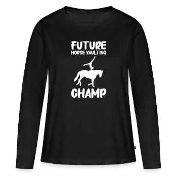 Voltige, Equitation, Dressage - T-shirt manches longues Premium bio Femme - noir - Devant - Julia (174cm)