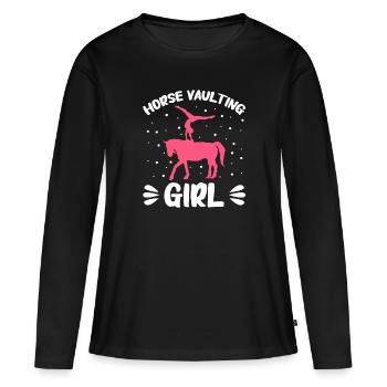 Voltige, Equitation, Dressage - T-shirt manches longues Premium bio Femme - noir - Devant - Julia (174cm)