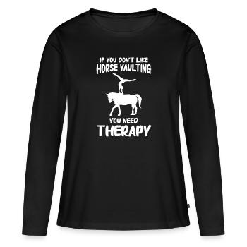 Voltige, Equitation, Dressage - T-shirt manches longues Premium bio Femme - noir - Devant - Julia (174cm)