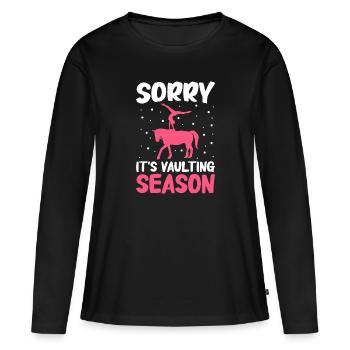 Voltige, Equitation, Dressage - T-shirt manches longues Premium bio Femme - noir - Devant - Julia (174cm)