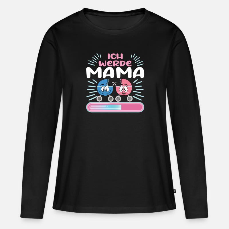 Mama 2024 werdende Mutter Schwangerschaft - Frauen Premium Bio Langarmshirt - Schwarz