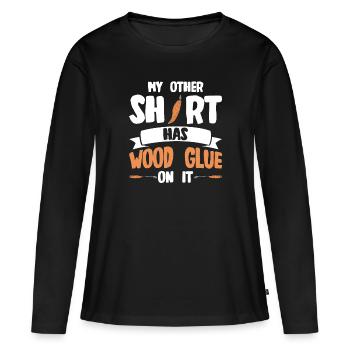 Sculpture sur bois brillant sur bois - T-shirt manches longues Premium bio Femme - noir - Devant - Julia (174cm)