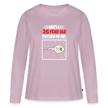 Sperme Voici une vieille photo de moi - T-shirt manches longues Premium bio Femme - rose poudré - Devant - Julia (174cm)