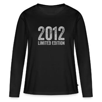 Millésime 2012 Édition Limitée Anniversaire - T-shirt manches longues Premium bio Femme - noir - Devant - Julia (174cm)