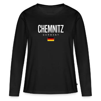 Chemnitz - T-shirt manches longues Premium bio Femme - noir - Devant - Julia (174cm)
