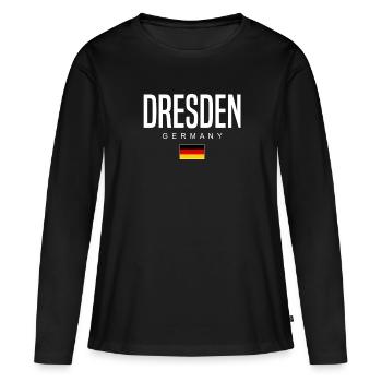 Dresde - T-shirt manches longues Premium bio Femme - noir - Devant - Julia (174cm)