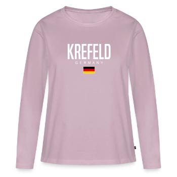 Krefeld - T-shirt manches longues Premium bio Femme - rose poudré - Devant - Julia (174cm)