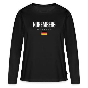 Nuremberg - T-shirt manches longues Premium bio Femme - noir - Devant - Julia (174cm)