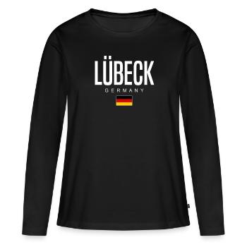 Lübeck - T-shirt manches longues Premium bio Femme - noir - Devant - Julia (174cm)