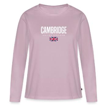 Cambridge, Royaume-Uni - T-shirt manches longues Premium bio Femme - rose poudré - Devant - Julia (174cm)