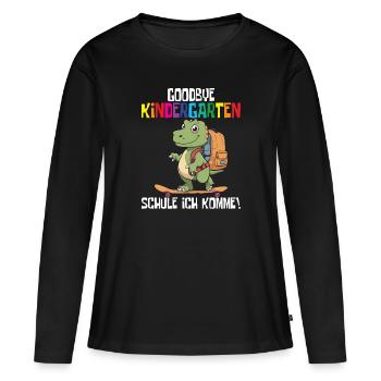 Inscription à l’école Dino Retour à l’école - T-shirt manches longues Premium bio Femme - noir - Devant - Julia (174cm)