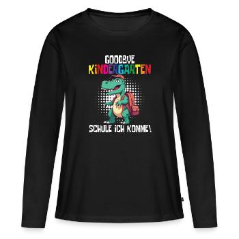 Inscription à l’école Dino Retour à l’école - T-shirt manches longues Premium bio Femme - noir - Devant - Julia (174cm)