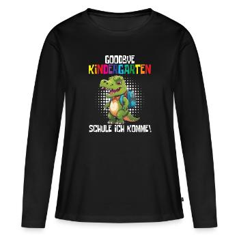 Inscription à l’école Dino Retour à l’école - T-shirt manches longues Premium bio Femme - noir - Devant - Julia (174cm)