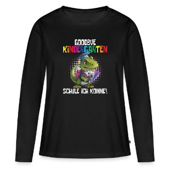 Inscription à l’école Dino Retour à l’école - T-shirt manches longues Premium bio Femme - noir - Devant - Julia (174cm)