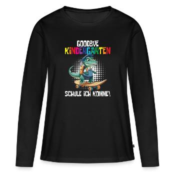 Inscription à l’école Dino Retour à l’école - T-shirt manches longues Premium bio Femme - noir - Devant - Julia (174cm)