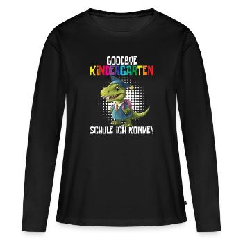 Inscription à l’école Dino Retour à l’école - T-shirt manches longues Premium bio Femme - noir - Devant - Julia (174cm)
