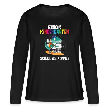 Inscription à l’école Dino Retour à l’école - T-shirt manches longues Premium bio Femme - noir - Devant - Julia (174cm)