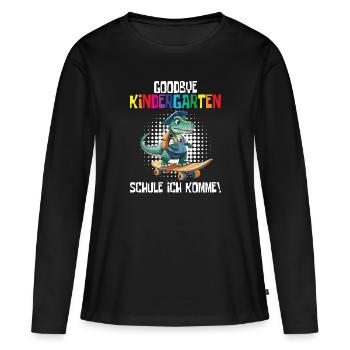 Inscription à l’école Dino Retour à l’école - T-shirt manches longues Premium bio Femme - noir - Devant - Julia (174cm)