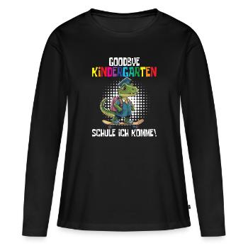 Inscription à l’école Dino Retour à l’école - T-shirt manches longues Premium bio Femme - noir - Devant - Julia (174cm)