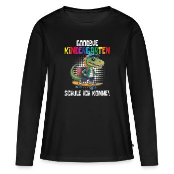 Inscription à l’école Dino Retour à l’école - T-shirt manches longues Premium bio Femme - noir - Devant - Julia (174cm)
